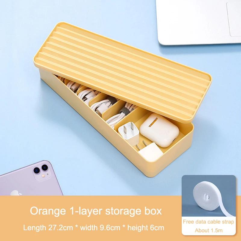 Cable Storage Box colour Plastic Data Line Storage Container for Desk Stationery Multifunctional headset Data charging line plastic storage bins Storage Boxes & Bins