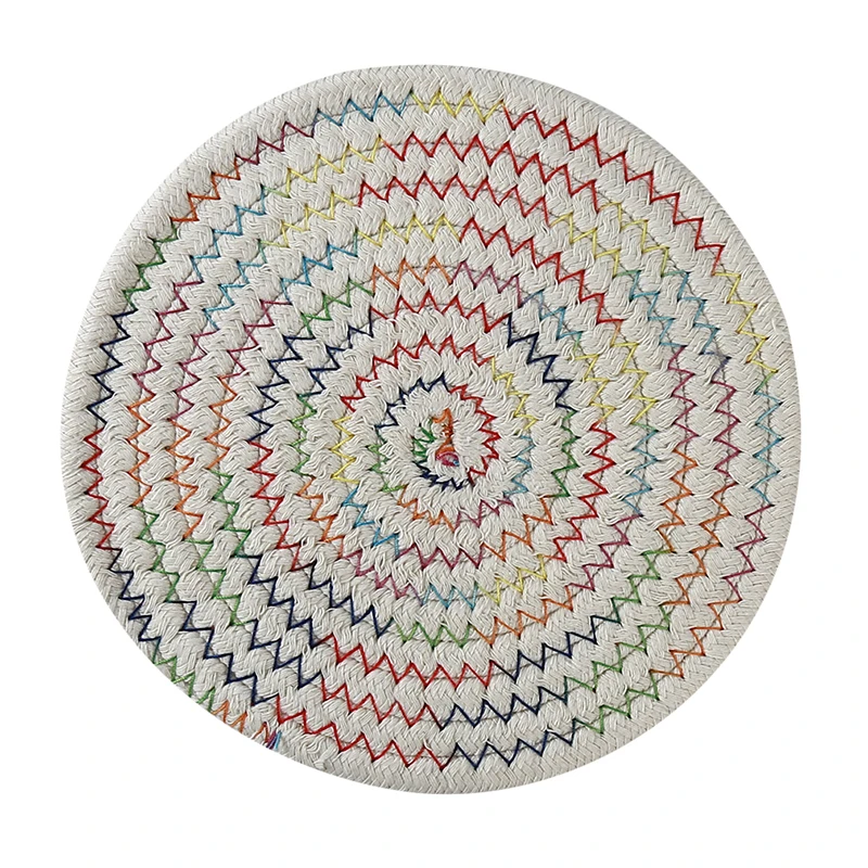 multicolor 1 шт. коврик-подставка для кухонного стола, коврики для кухонного стола из хлопка и льна, коврики для вязания чаши, коврик с подкладкой, изоляционный коврик, круглые салфетки ручной работы - Цвет: multicolor