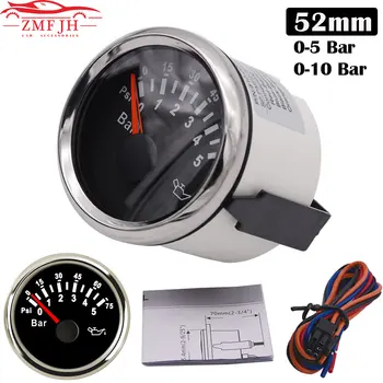 

52mm Oil Pressure Gauge 12V 24V Universal Boat Car Engine Oil Pressure Meter 0-5 Bar/0-10 Bar Auto Oil Pressure Sensor M10