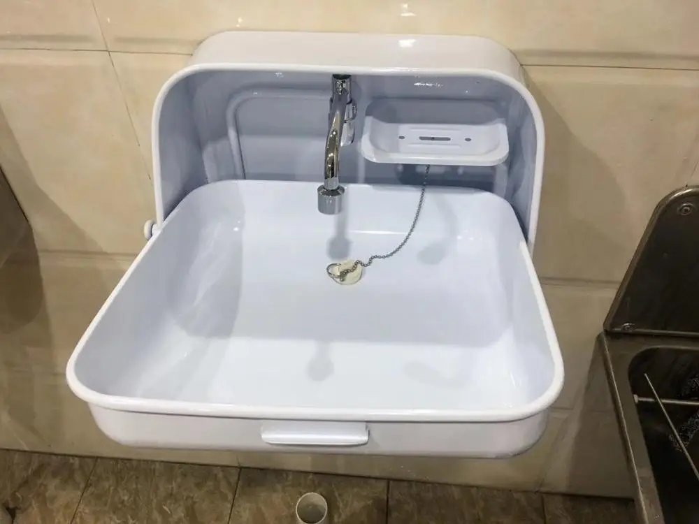 Нержавеющая Сталь белая окрашенная складная раковина с холодной водой кран кэмпер Караван Лодка 370*390*180/375 мм GR-595