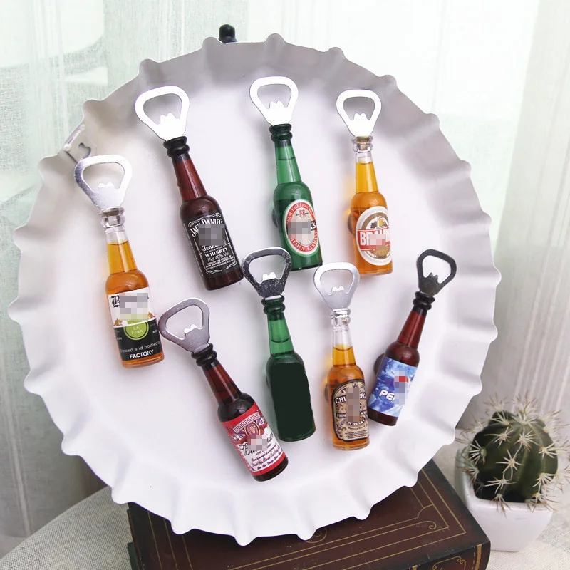 Creative Simulation Beer Bottle Opener Multifunctional Magnetic Refrigerator Magnet Bottle Bar Decoration Kitchen Gadgets