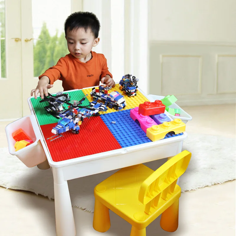 

Children ji mu zhuo Multi-functional Toy Desk Baby Size Granule Educational Assembling Kindergarten Tables And Chairs Set