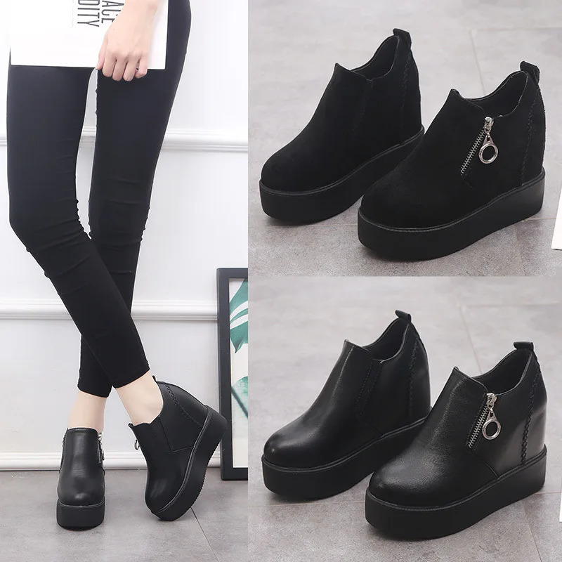

2019 Autumn Lazy Low-top Shoes WOMEN'S Shoes Semi-high Heeled New Style Versatile WOMEN'S Shoes Korean-style Deep Extra High rou