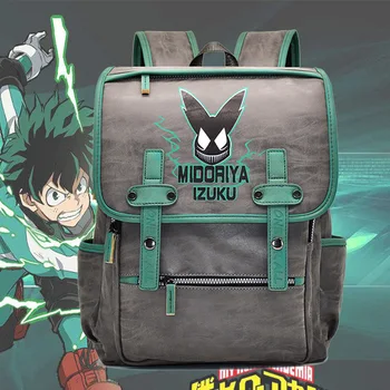 

NEW My Hero Academia PU leather Backpack With USB Charging Port School Student Bag Travel Laptop Backpack Cosplay Prop