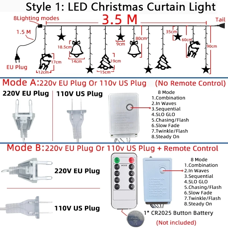 LED Christmas String Lights Garland Fairy Lights Star Lamp Outdoor Curtain Decor for Party Holiday Wedding New Year Decoration