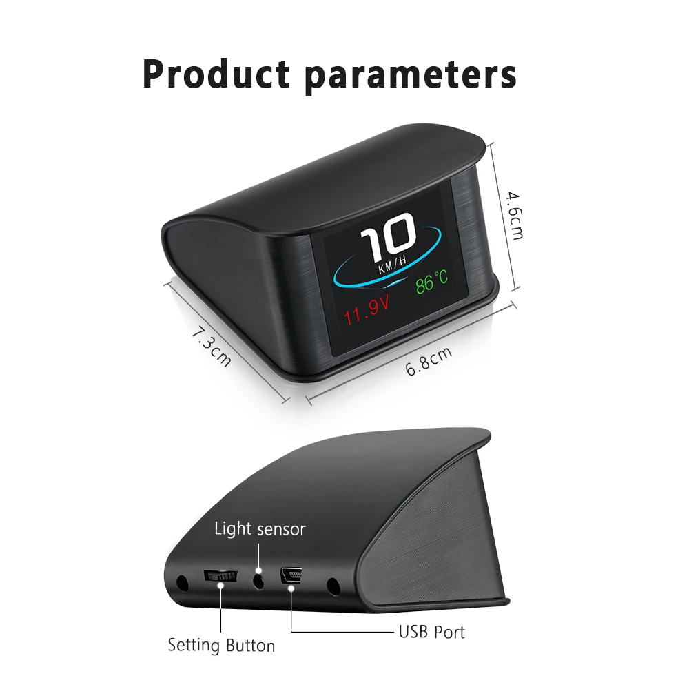 HUD P10 Автомобильный дисплей, Автомобильный gps OBD OBD2 диагностический инструмент, проектор, цифровой измеритель скорости автомобиля, сигнализация безопасности