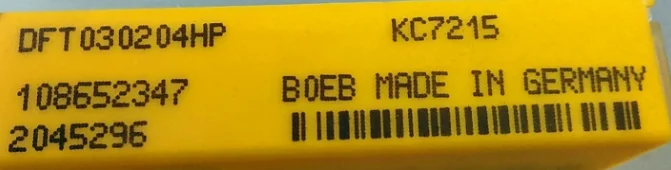 카바이드 삽입물 DFT030204HP, KC7215, 오리지널 10 개