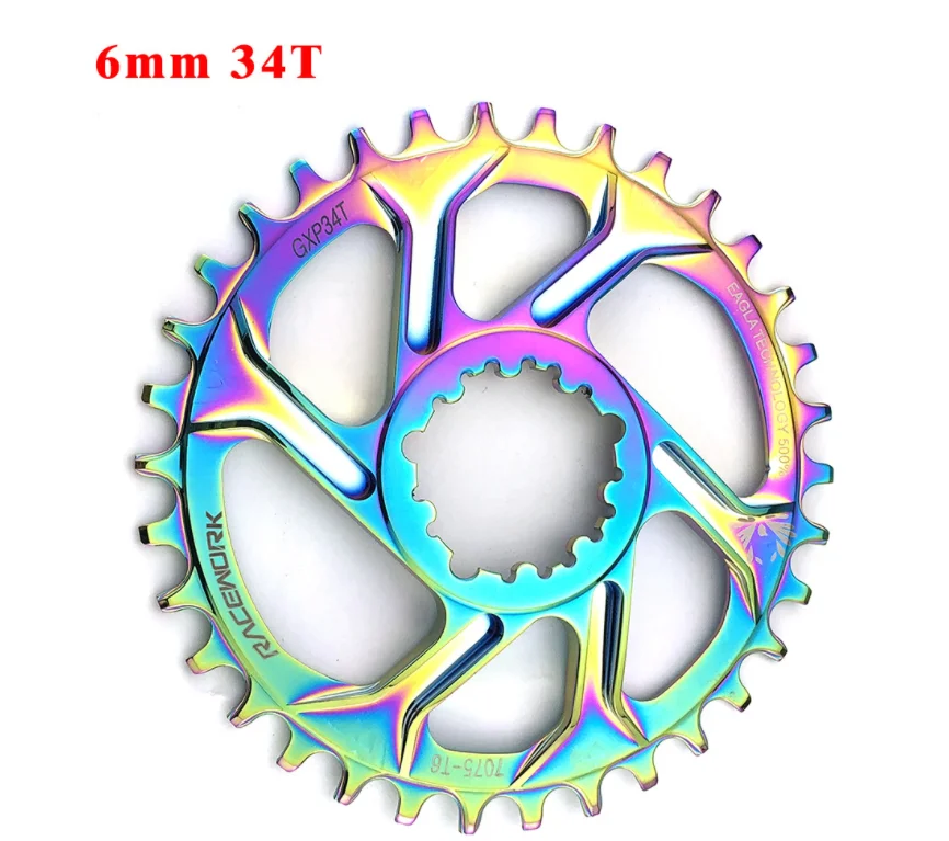 RACEWORK 6 мм GXP горный велосипед передняя Звездочка 32/34/36/38T для SRAM GXP GX Орел XX1 X9 модными принтами XO X01 шатун со звездочкой MTB велосипедная звездочка цепной передачи - Цвет: 6mm 34T