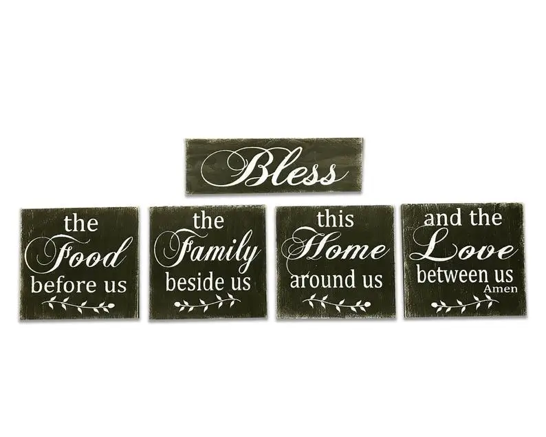  Rustic Kitchen Decor - Bless The Food Before Us - Dining Room Decor - Distressed Wood - Home Decor  - 4000329829411