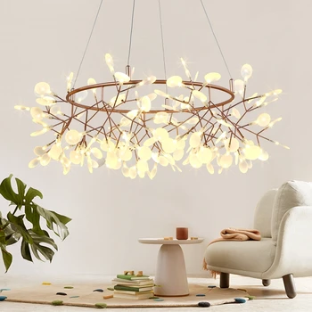 

Tiooka Romantic Firefly LED Chandelier Light Stylish Tree Branch/Round Metal Dining room Restaurant Ceiling Spotlight Chandelier