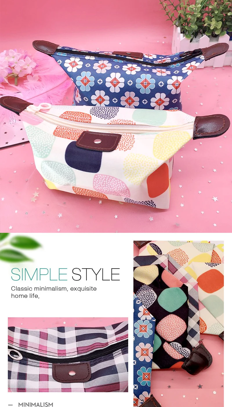 Makeup Travel Package Toilets Ma'am Hand Take Pu Waterproof bag Yuen Bo Type Dumplings cosmetic Floral Casual canvas bag