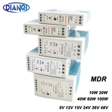 Высокое качество din-рейку импульсный источник питания мощностью 10 Вт, 20 Вт, 40 Вт, 60 Вт, 100 Вт Выход 5V 12V 15V 24V 36V 48V DIANQI переключение MDR-60 MDR-40