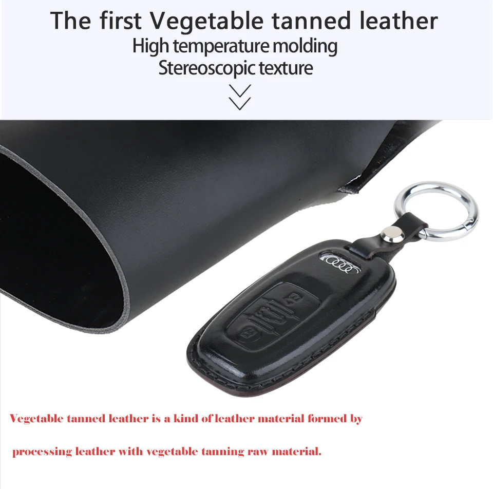 Кожаный чехол для брелка с ключом с брелком для Audi A4 A6 A7 A8 A8L Q5 Smart Key Holder 3 кнопки