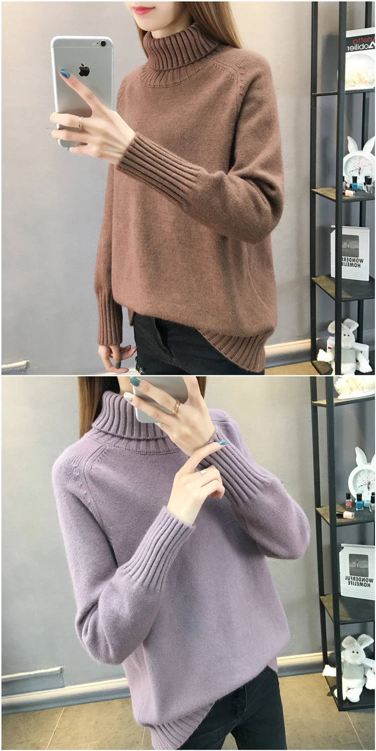 Fdfklak Casual new pull femme pullover sweater women thick warm knit top woman winter clothes turtleneck women's sweaters