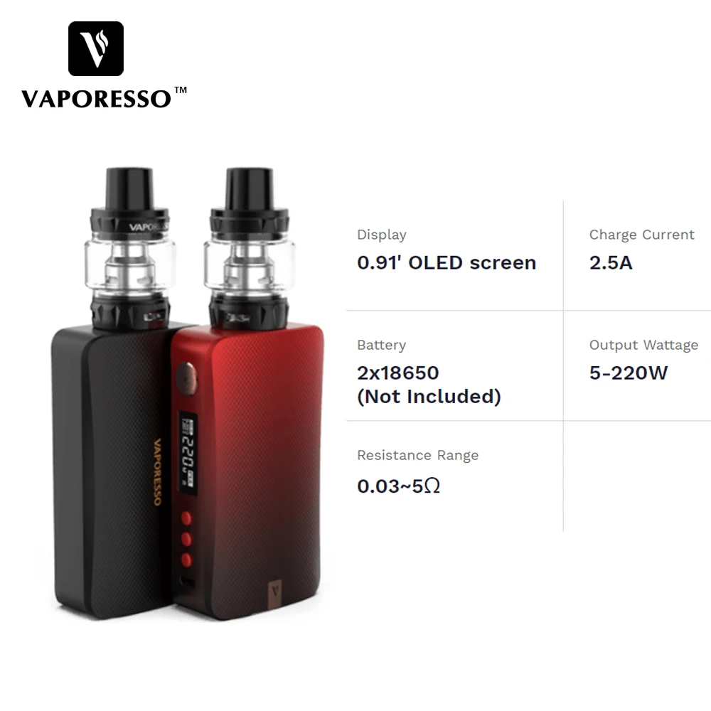 Goedkoop Vaporesso 220W Gen Tc Vape Kit Met Vaporesso Gen Elektronische Sigaret Doos Mod Skrr S Tank Gebruik Qf coil Gt Coil Vs Polar Kit