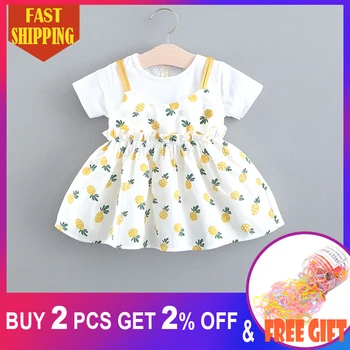 

Summer Girls Dresses Casual Baby Girls Clothes Kids Dress for Girls Cotton Pinapple Birthday Princess Dress New Daily Wear 1-5Y
