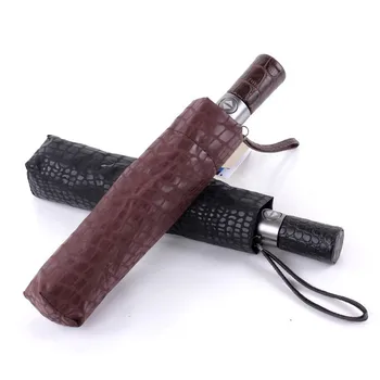

Imitation Crocodile Skin Umbrella Rain Women 3Folding Windproof Fully Automatic Business Big Umbrella High Quality Men Umbrella