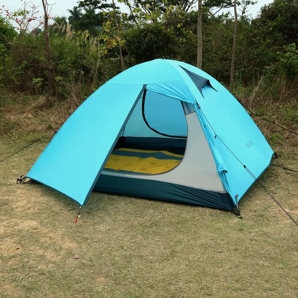 

OUTAD 3-Person Outdoor Silicone Ultra-light Double Layer Camping Tent with Seat High Waterproof Coefficient Aluminum Pole