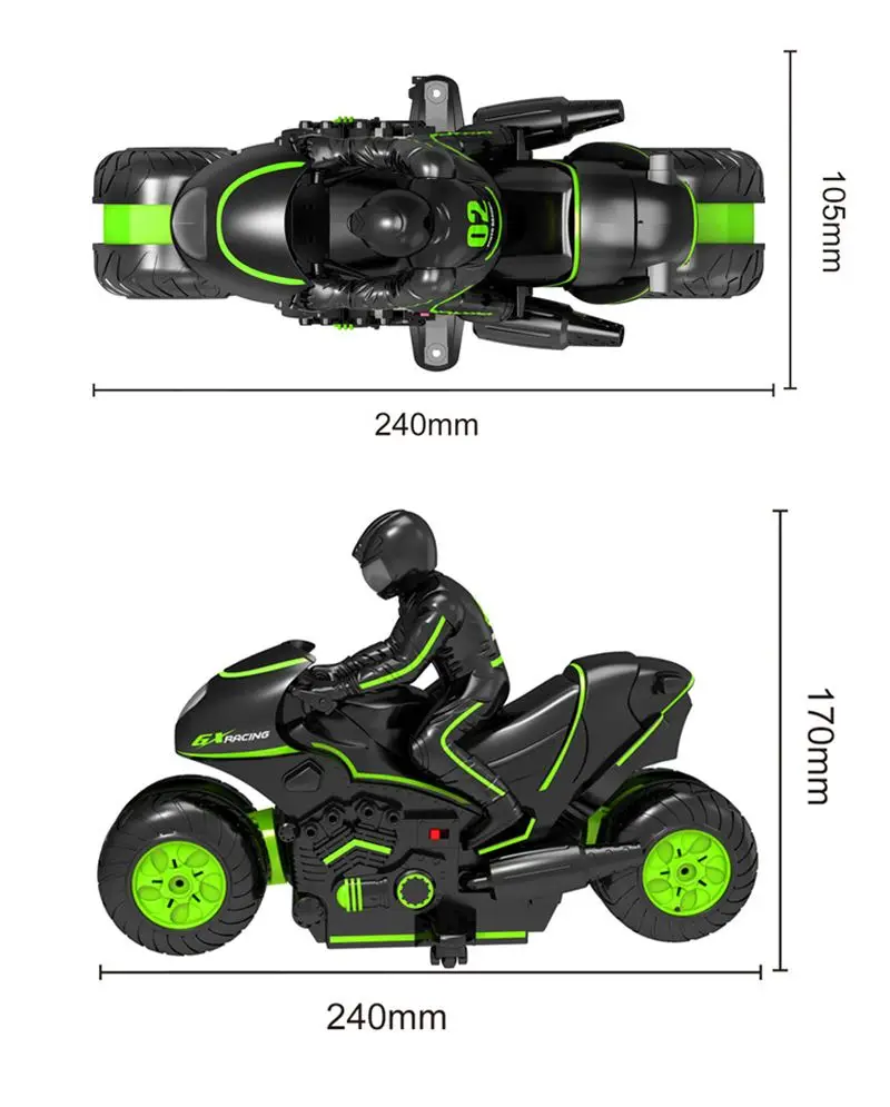 Высокая Скорость дистанционного управления боковое Вождение 2,4G Sidecar трюк мотоцикл автомобиль дрейф RC автомобиль детская игрушка гоночный автомобиль модель