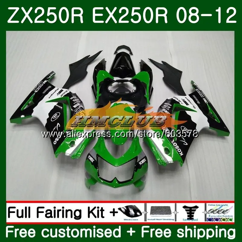 Средства ухода за кожей для KAWASAKI NINJA ZX-250R ZX250R 08 09, 10, 11, 12, 24CL. 80 цвета: зеленый, черный ZX 250R EX 250 EX250 2008 2009 2010 2011 2012 обтекатель - Цвет: No. 1