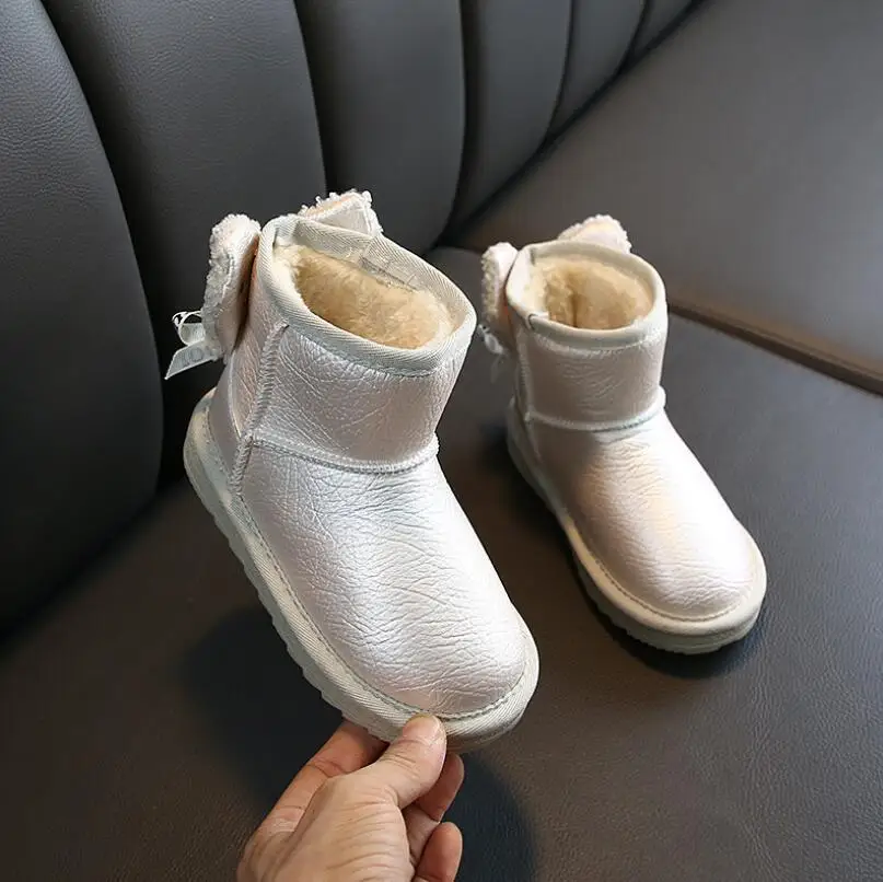 Girls Boots Winter Toddler Kids Baby Shoes Children Girls Solid Cotton Plush Warm Snow Boots Outdoor Fur Shoes