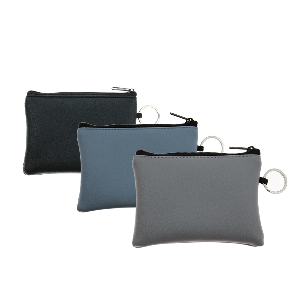 

Women Men Mini Pouch Solid PU Leather Bag Small Zipper Coin Purse Card Holder Pocket Money Change Key Wallet with Ring Kids Gift
