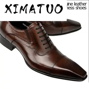 

Luxury Genuine Leather Men Formal Shoes Pointed Toe Top Quality Cow Leather Oxford Men Dress Shoes Size 38-48