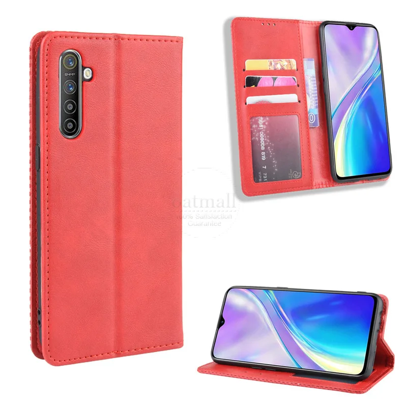 Высококачественный защитный чехол для OPPO Realme X2 Pro/XT чехол-футляр в виде книжки Винтаж Тонкий Магнитный откидной кожаный чехол карты подставка мягкая Обложка роскошные чехлы для телефона