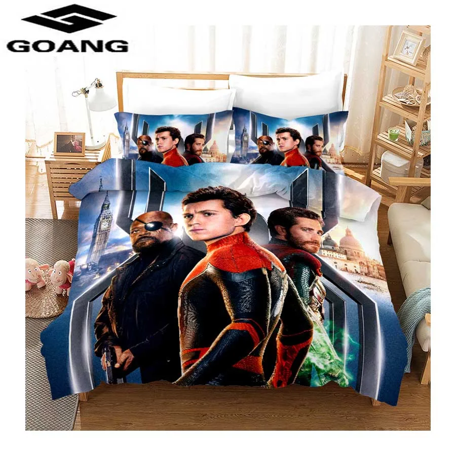 GOANG kids bedding sets 3D Digital Printing Spider Man bedding cartoon Duvet Cover Sets and pillowcase home textiles - Цвет: Серый