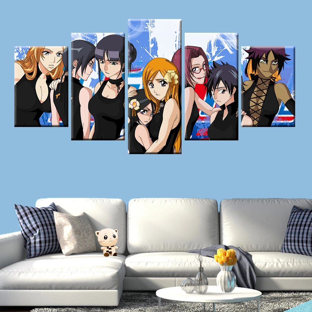 アニメ天使の死神ポスターアニメキャンバス絵画5パネルホームアールデコ調の男の子ルームの写真 Painting Calligraphy Aliexpress