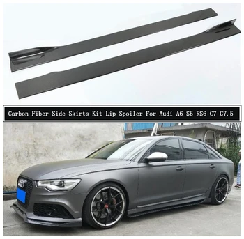 

Carbon Fiber Side Body Skirts Kit Lip Splitters Trim Cover Spoiler For Audi A6 S6 RS6 C7 C7.5 2012-2018 Car Accessories