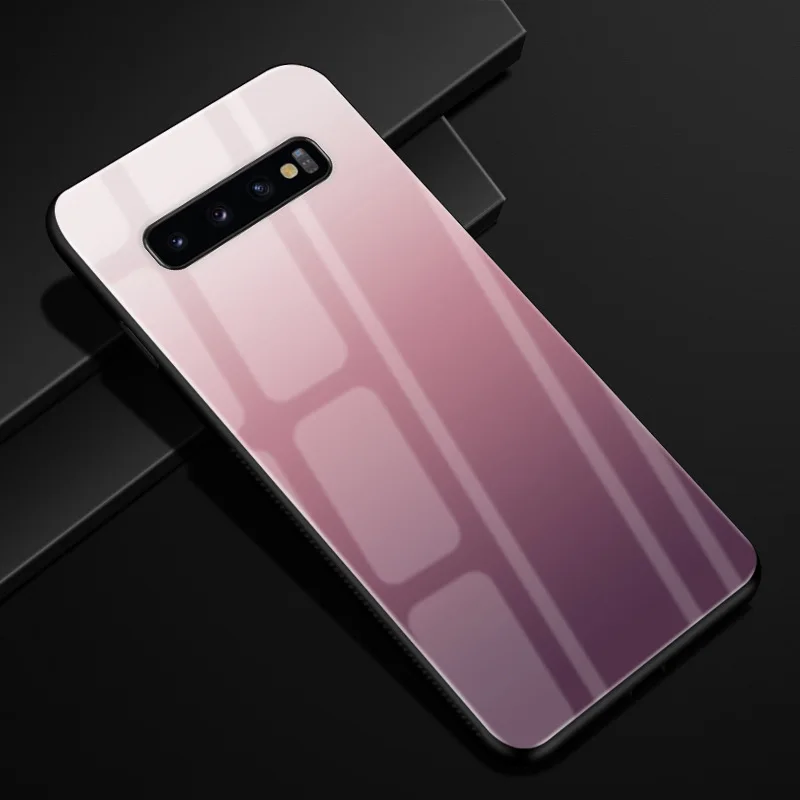 45 Для samsung S10 чехол S10 Plus PC Пластиковый стеклянный чехол для телефона черный ТПУ бампер чехол для samsung Galaxy S10 Plus S10e S10 Lite S 10 - Цвет: 45