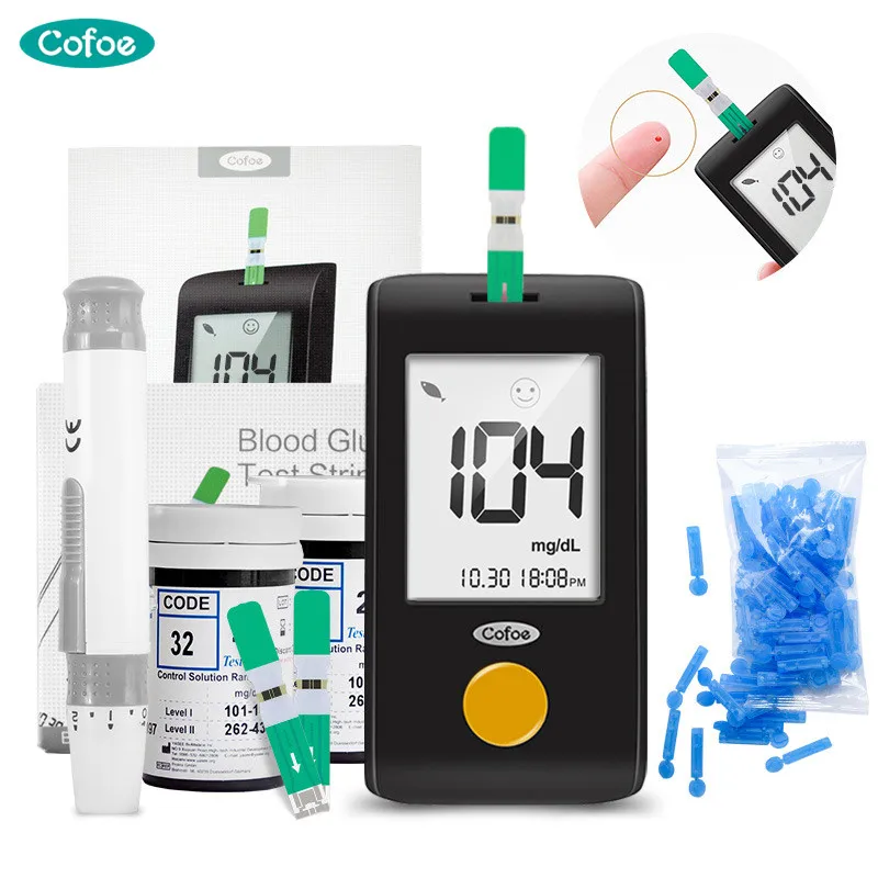 Глюкометр Cofoe mg/dL, глюкометр для диабета, глюкометр с бесплатными тест-полосками, ланцет, тест на сахар в крови, уход за здоровьем Глюкометр Cofoe mg/dL, глюкометр для диабета, глюкометр с бесплатными тест-полосками, ланцет, тест на сахар в крови, уход за здоровьем