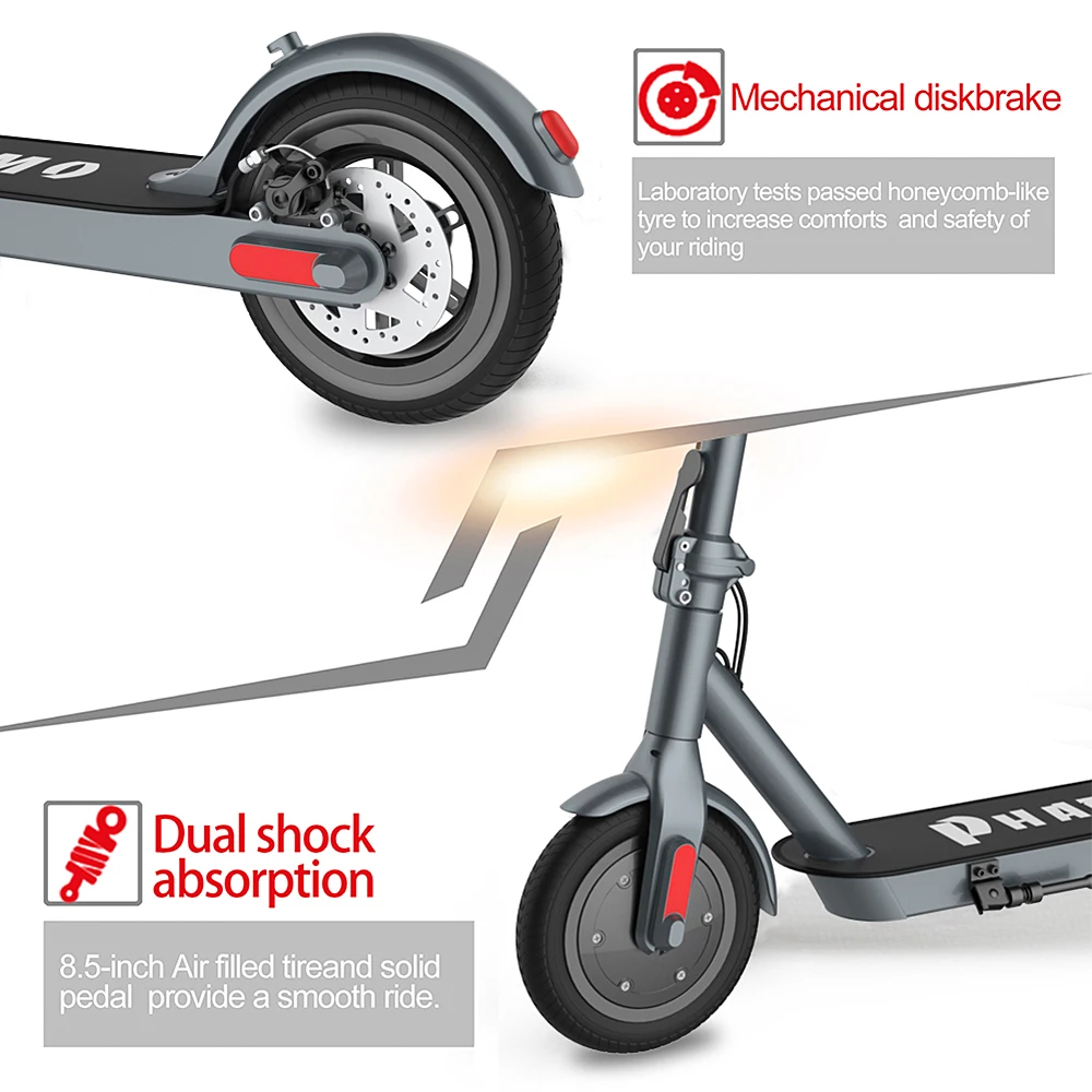  Foldable 8.5IN Electric Scooter Commuting Scooter 264LB Loading 250W Motor Commuter for Adults