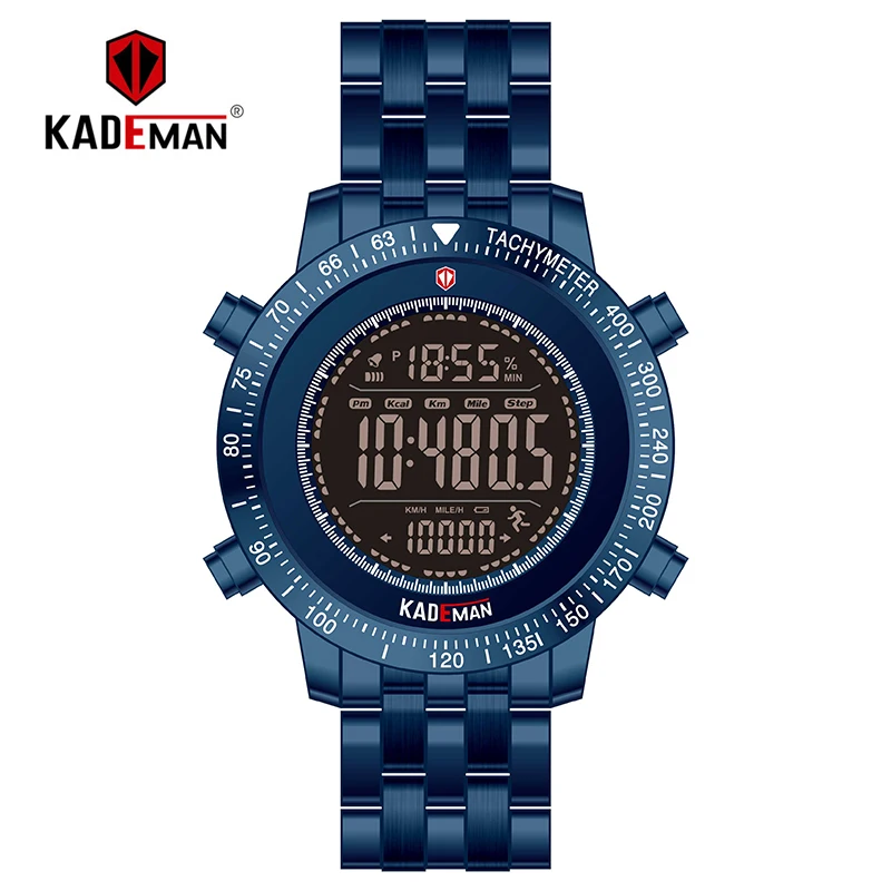 KADEMAN Топ бренд класса люкс модные мужские спортивные часы ЖК цифровой дисплей Многофункциональный Будильник Подсветка 3ATM нержавеющая сталь K849 - Цвет: K849-BE-BE