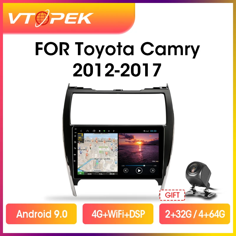 Vtopek 2+32G Android 9.0 Car Radio Multimedia Video Player Navigation GPS For Toyota Camry 7 XV 50 55 2012-2017 Head Unit 2 din