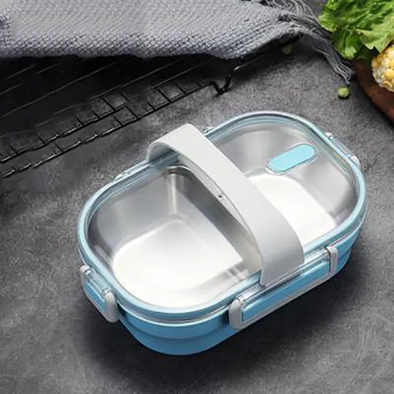 Blue Lunch box ONEUP нержавеющая сталь портативный студенческий изолированный Ланч-бокс для детей кухонные аксессуары Герметичный пищевой контейнер для пикника школы - Цвет: Blue Lunch box