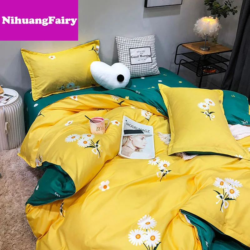 

Hot-selling autumn bed home textiles four-piece net red bed sheet quilt cover pillowcase simple warm sanding student three-piece