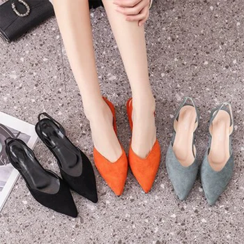 

Woman Sandals Women Shoes Ladies Low Heels Elegant Female Elastic Band Solid Women's Pointed Toe Slingbacks Breathable Footwear