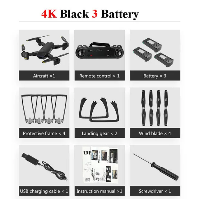 4K Black 3 Battery Хит! SG700-D WiFi RC Дрон двойная камера складной 4K 1080P 720P оптический поток Дрон широкоугольный в реальном времени воздушный вертолет Квадрокоптер - Цвет: 4K Black 3 Battery