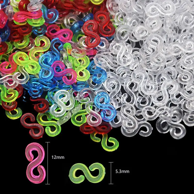 500pcs S Clips Rubber Band Plastic Hook For Charm Loom Bracelet Fefills Kit  Jewellery Making Supplies Accessories Wholesale