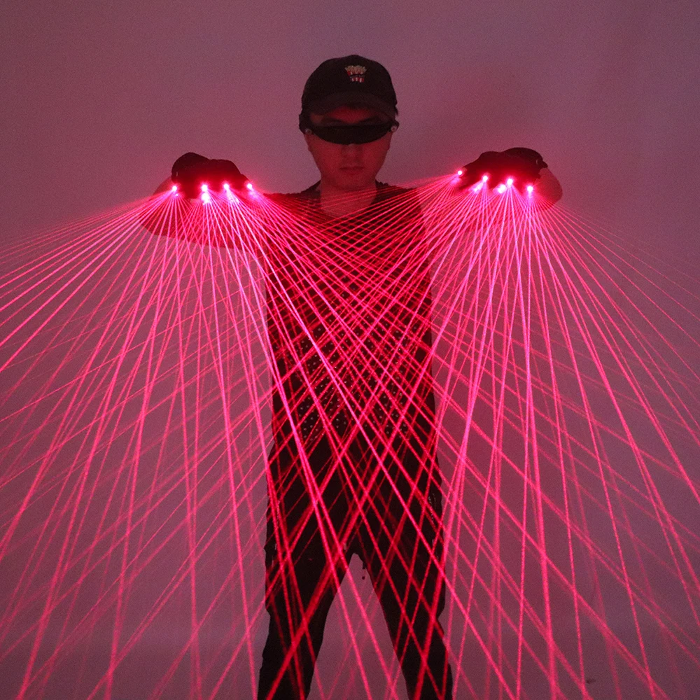 

2 in 1 Red Laser Gloves Bar Nightclubs Stage Performances Laser Props LED Robot Laser Multi Beams Glasses Gloves Accessories