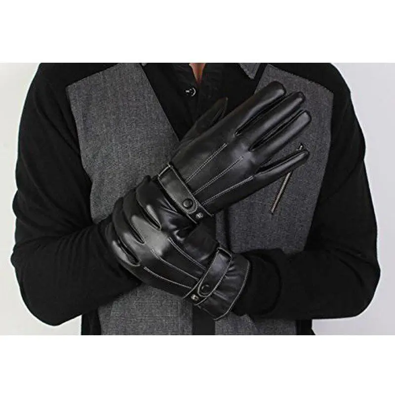 Мужские зимние супер теплые перчатки из искусственной кожи для вождения