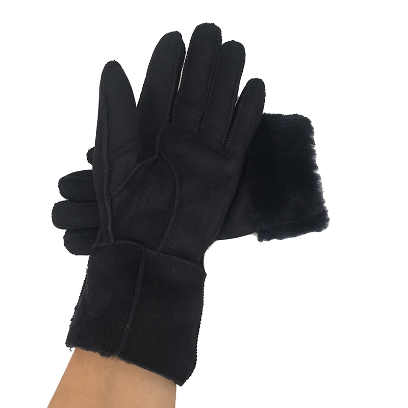 Женские зимние кожаные перчатки, дизайнерские, модные, натуральная кожа, шерсть, мех, перчатки, милые, для девушек, овчина, кожа, очень теплые варежки X02