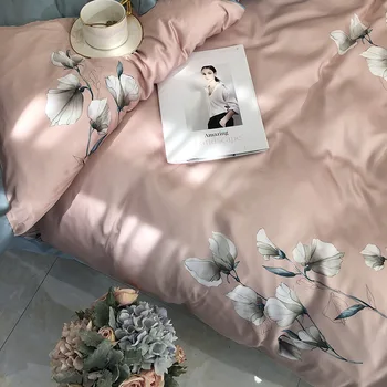 

Cold Summer Spring and Summer New Products Pastoral Style Flower 60 LF Austria Lenzing Tencel Four-piece Set Bedding Bare Sleepi