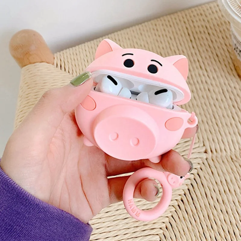 3FAZFVLW721215 Чехол для наушников s для AirPods чехол 3D милый розовый поросенок мультфильм для Apple Air Pods Защитная крышка для Earpods чехол для наушников кольцевой ремешок - Цвет: 3FAZFVLW721215