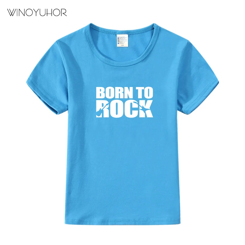 Детская футболка «Born To Rock» Детская одежда унисекс для мальчиков и девочек модные стильные топы, Детская летняя футболка с кружевными рукавами, футболка