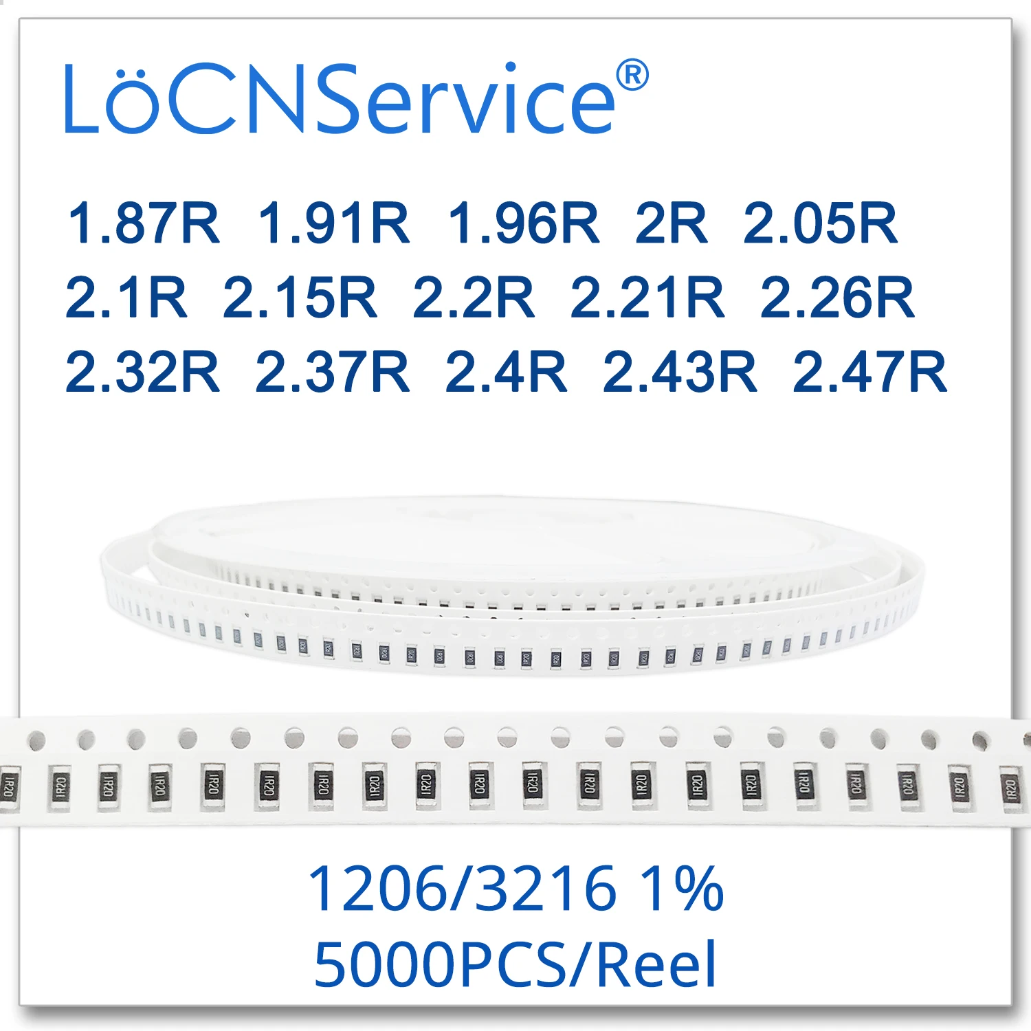 LoCNService 1206 1% 5000 шт. 1.87R 1.91R 1.96R 2R 2.05R 2.1R 2.15R 2.2R 2.21R 2.26R 2.32R 2.37R 2.4R 2.43R 2.47R 3216 резистор OH |