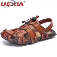 UEXIA Casual Men Soft Sandals Comfortable Men Summer Leather Sandals Men Roman Outdoor Beach Shoes Footwear Sandalias Big Size