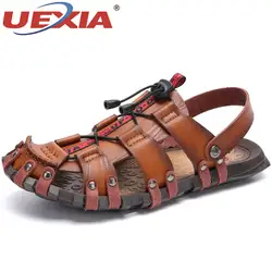 UEXIA/повседневные мужские мягкие сандалии удобные мужские летние кожаные сандалии мужские римские уличные пляжная обувь Sandalias Большие
